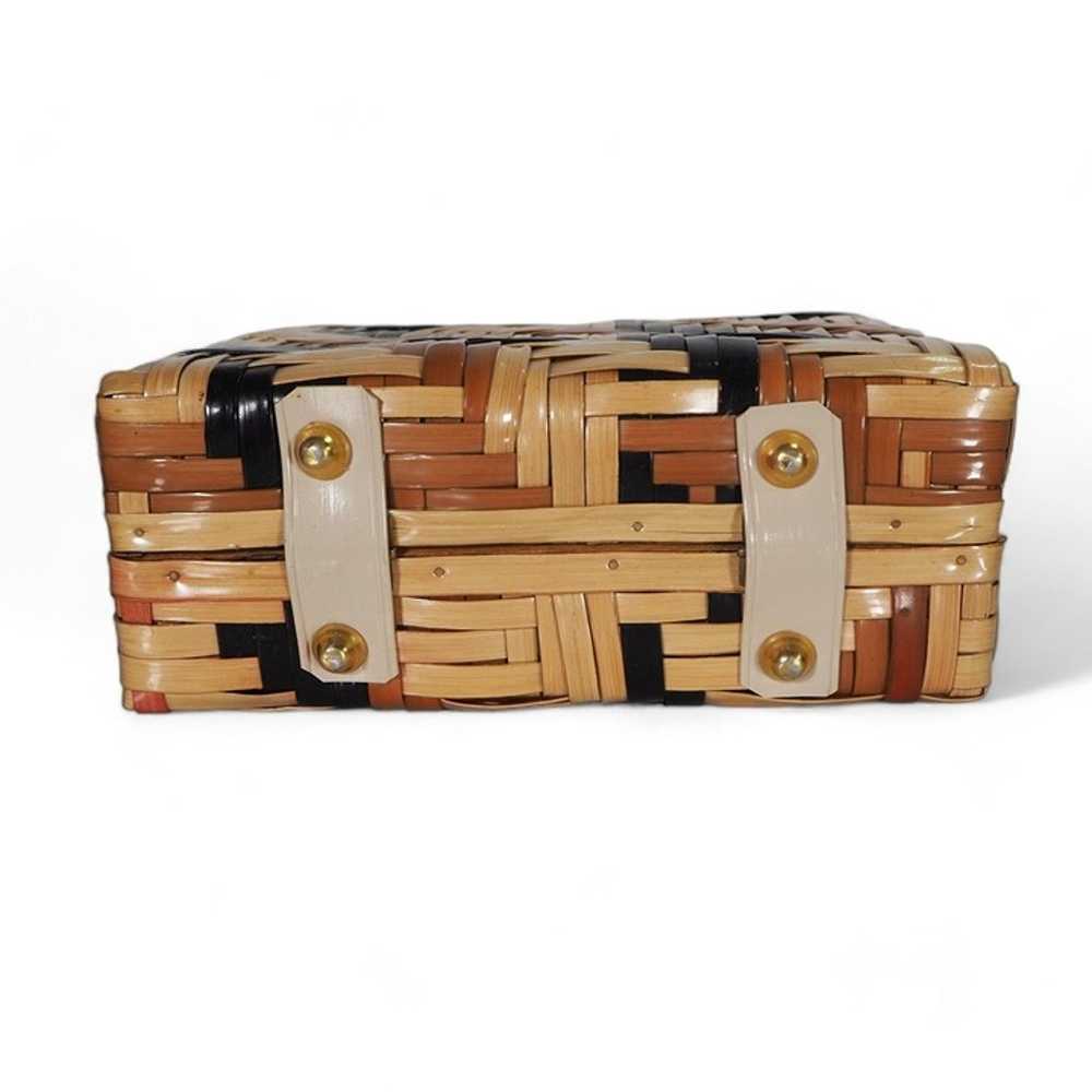 Vintage 50/60s Wicker Woven Cane Box Handbag Purs… - image 6