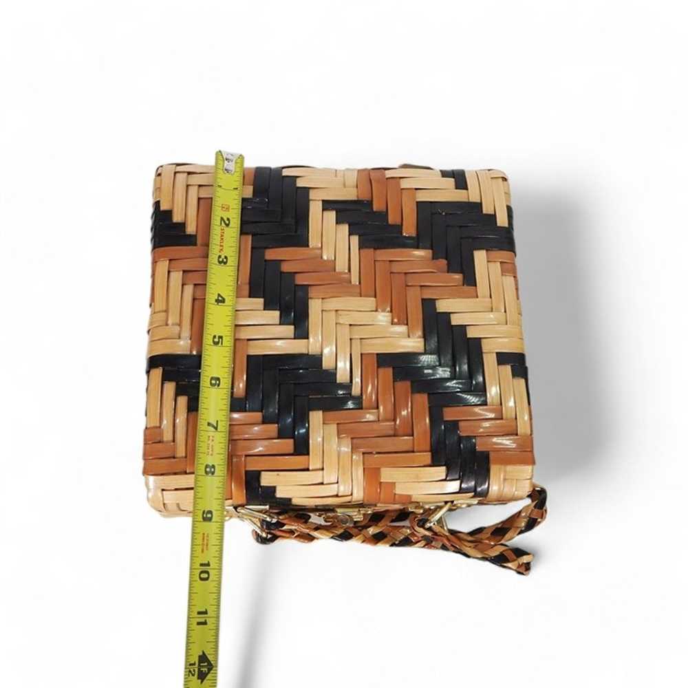 Vintage 50/60s Wicker Woven Cane Box Handbag Purs… - image 9