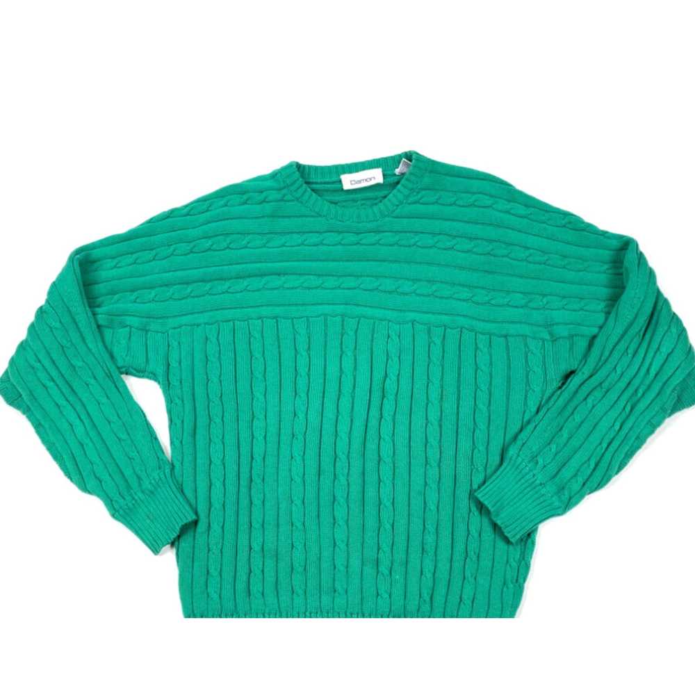 Vintage VTG 90s Green Cable Knit Sweater Adult La… - image 3