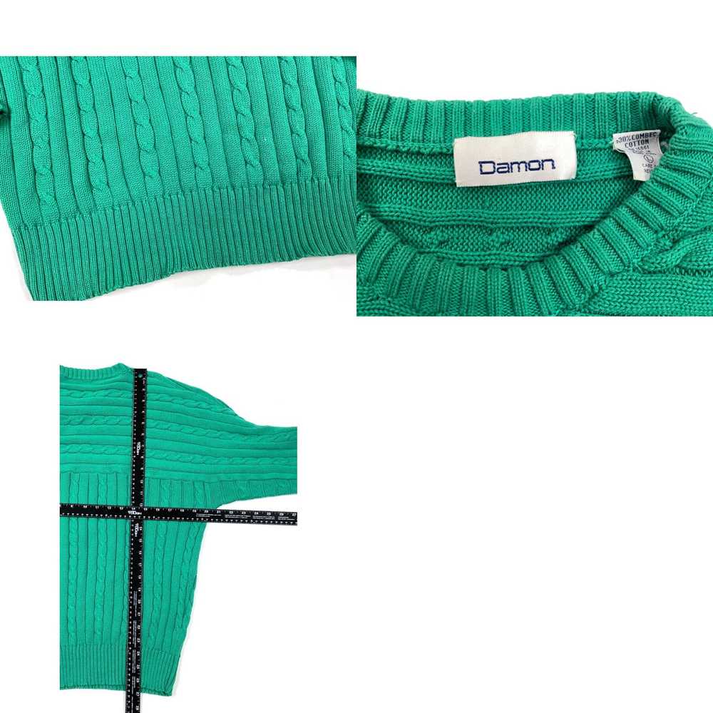 Vintage VTG 90s Green Cable Knit Sweater Adult La… - image 4