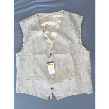 Vintage Bahia Sol 100% Linen Lined 5-Button Vest … - image 1