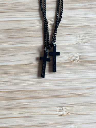 Dsquared2 Matte Black Double Cross Necklace