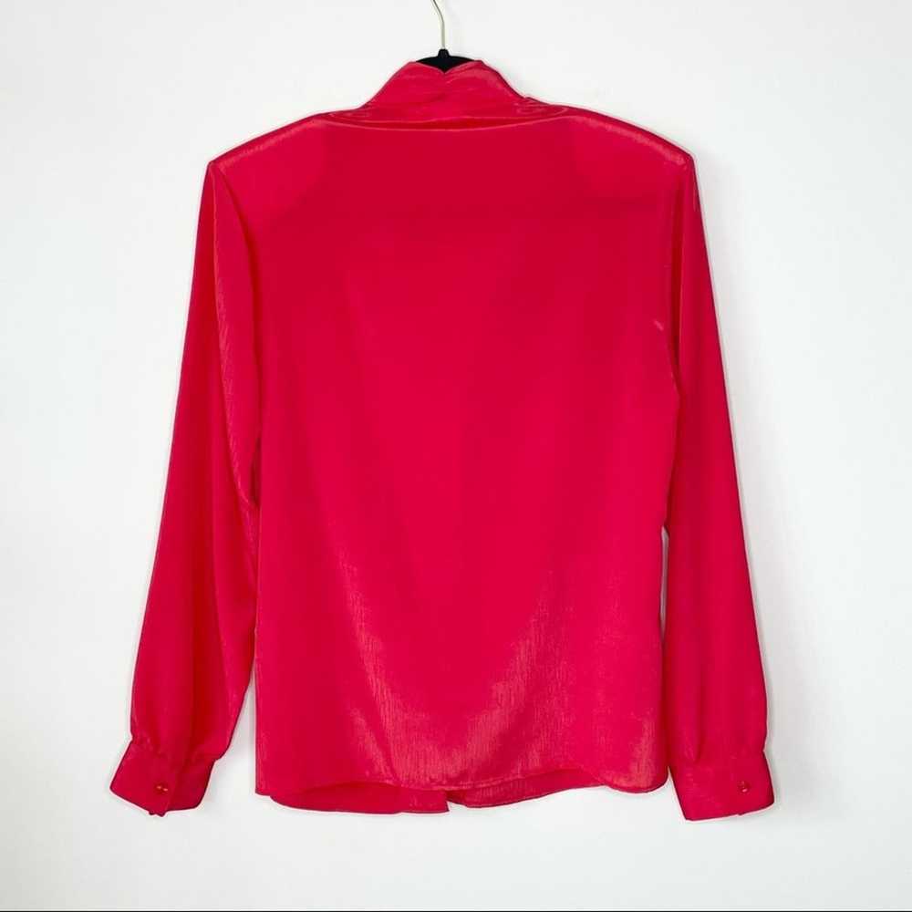 VINTAGE red tie neck long sleeve silky blouse fit… - image 4
