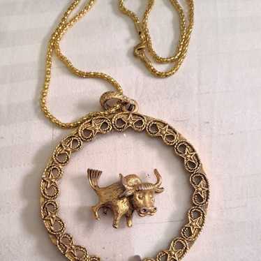 Necklace- Vintage GF Taurus Bull