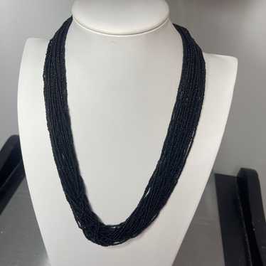 long beaded necklace black micro beads beaded mul… - image 1