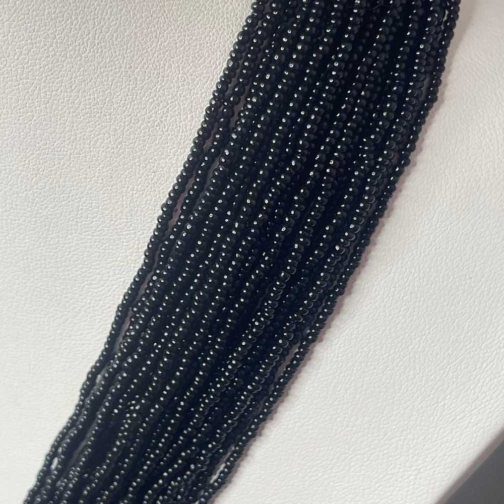 long beaded necklace black micro beads beaded mul… - image 2