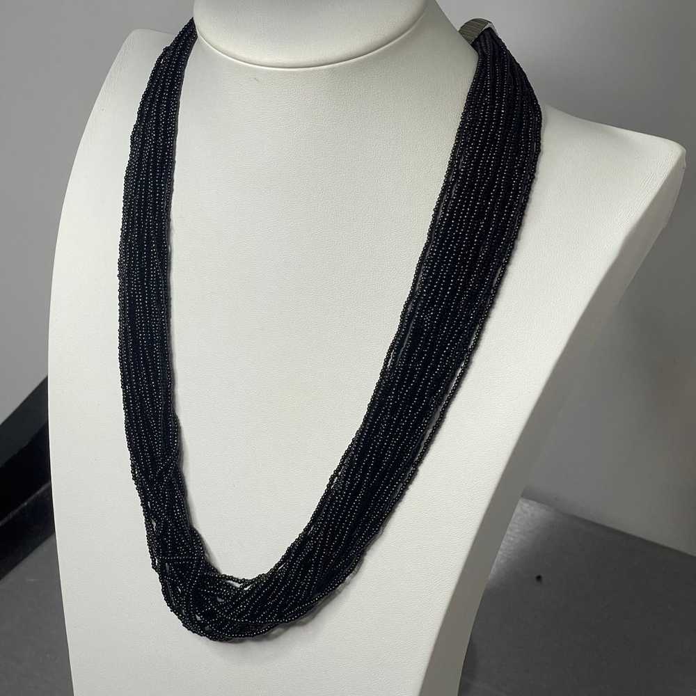 long beaded necklace black micro beads beaded mul… - image 4