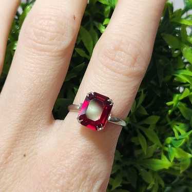 925 Sterling Silver Red Antique Ring