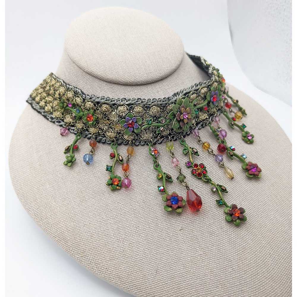 Statement Necklace Embroidery Metal Enamel Dangli… - image 3
