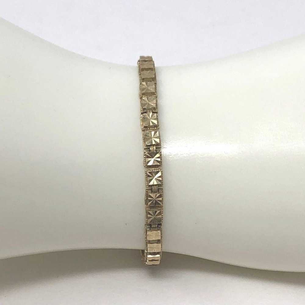 10k VINTAGE diamond cut square tennis bracelet - image 1