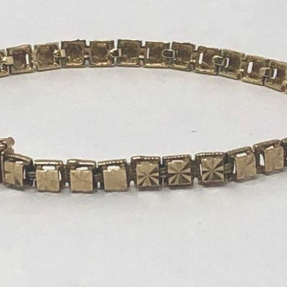 10k VINTAGE diamond cut square tennis bracelet - image 2