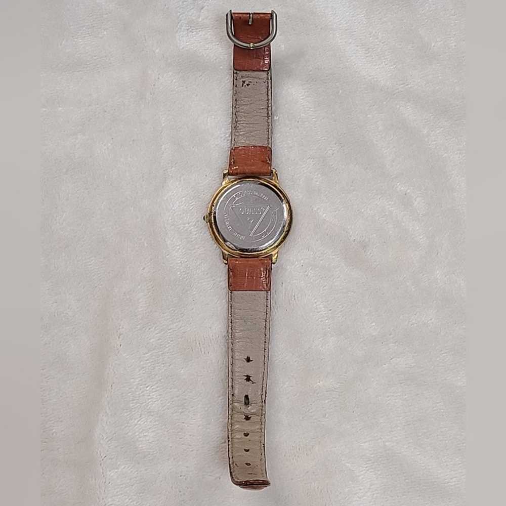 Vintage 90s Guess Women's Gold Tone Watch On Tan … - image 4
