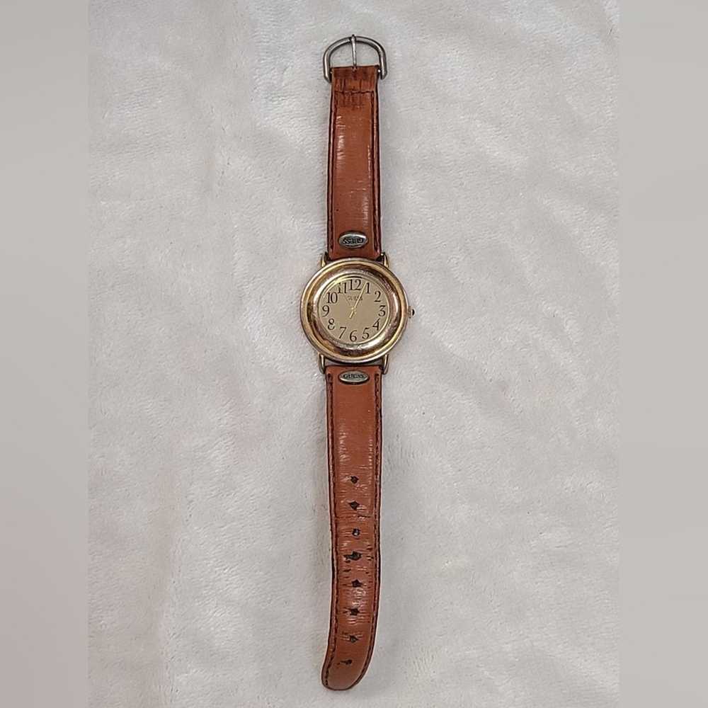Vintage 90s Guess Women's Gold Tone Watch On Tan … - image 6