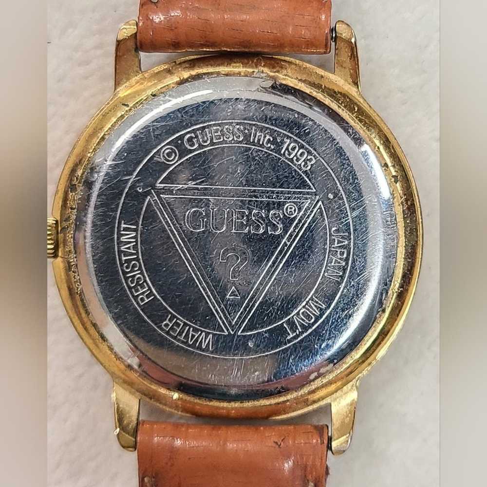 Vintage 90s Guess Women's Gold Tone Watch On Tan … - image 8