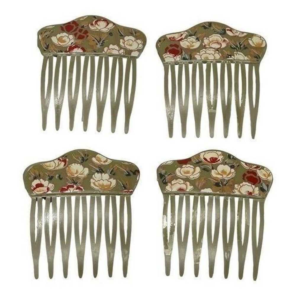 Vintage Green 4 Hair Combs Signed Made in West Ge… - image 1