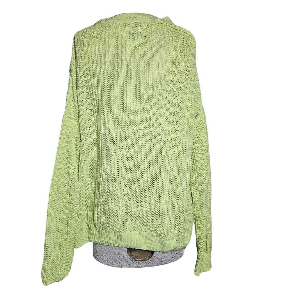 Pink Bright Yellow Open Kint Sweater Size Large - image 2