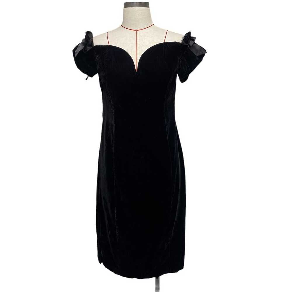 Vintage Expo Nite Womens Size 12 Black Velvet LBD… - image 1