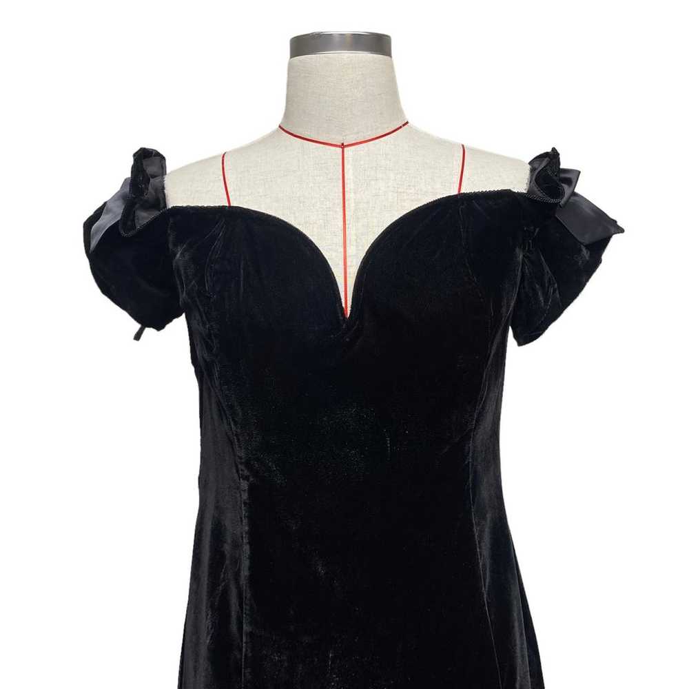 Vintage Expo Nite Womens Size 12 Black Velvet LBD… - image 2