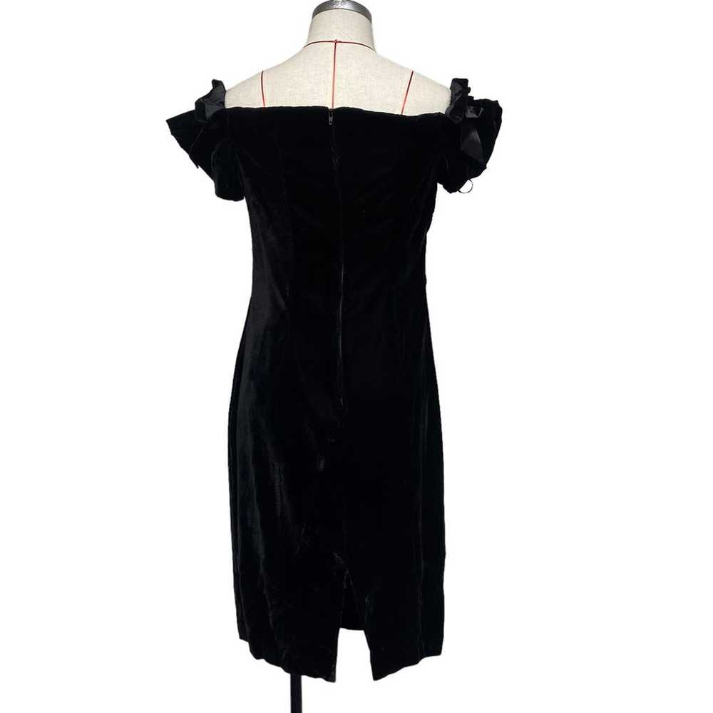 Vintage Expo Nite Womens Size 12 Black Velvet LBD… - image 4