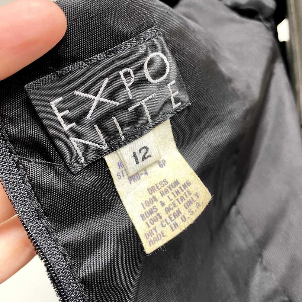 Vintage Expo Nite Womens Size 12 Black Velvet LBD… - image 9