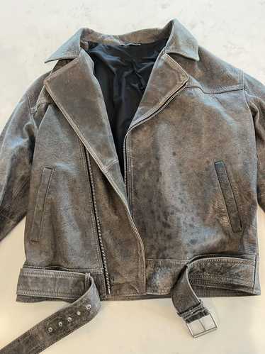 Genuine Leather × Leather Jacket × Zara Zara Real 