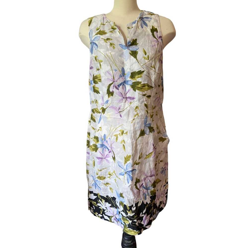 Jill.J J. Jill Linen Floral Print Midi Dress Sz M… - image 1