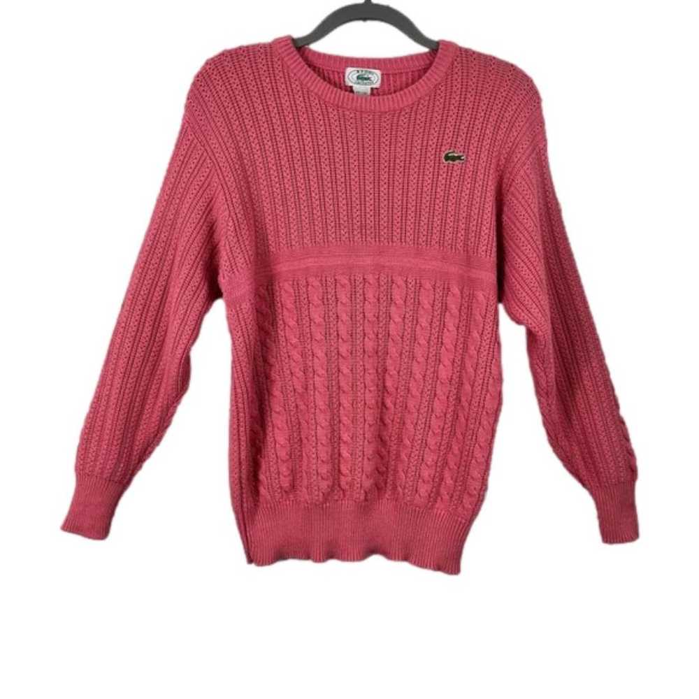 Vintage Izod Lacoste Pink Cable Knit Long Sleeve … - image 1