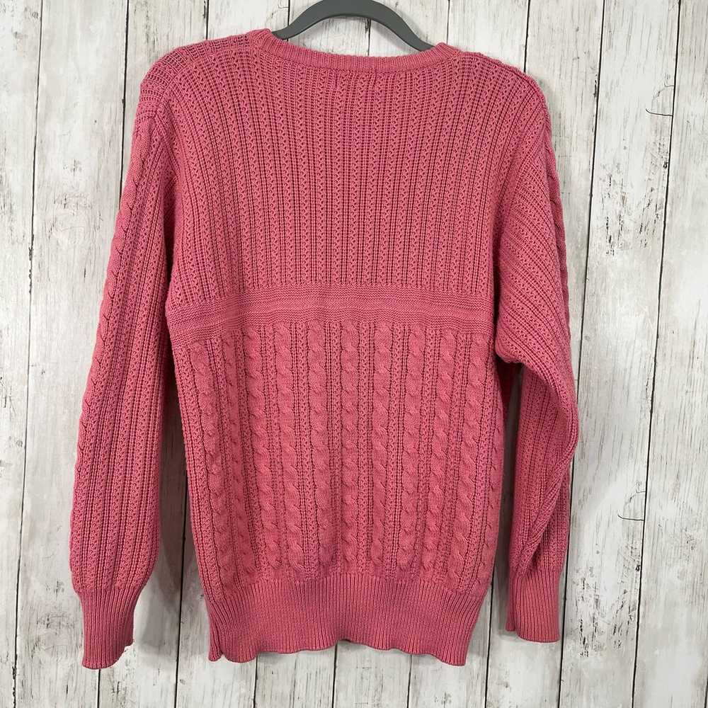 Vintage Izod Lacoste Pink Cable Knit Long Sleeve … - image 6