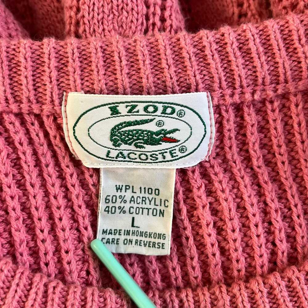 Vintage Izod Lacoste Pink Cable Knit Long Sleeve … - image 9