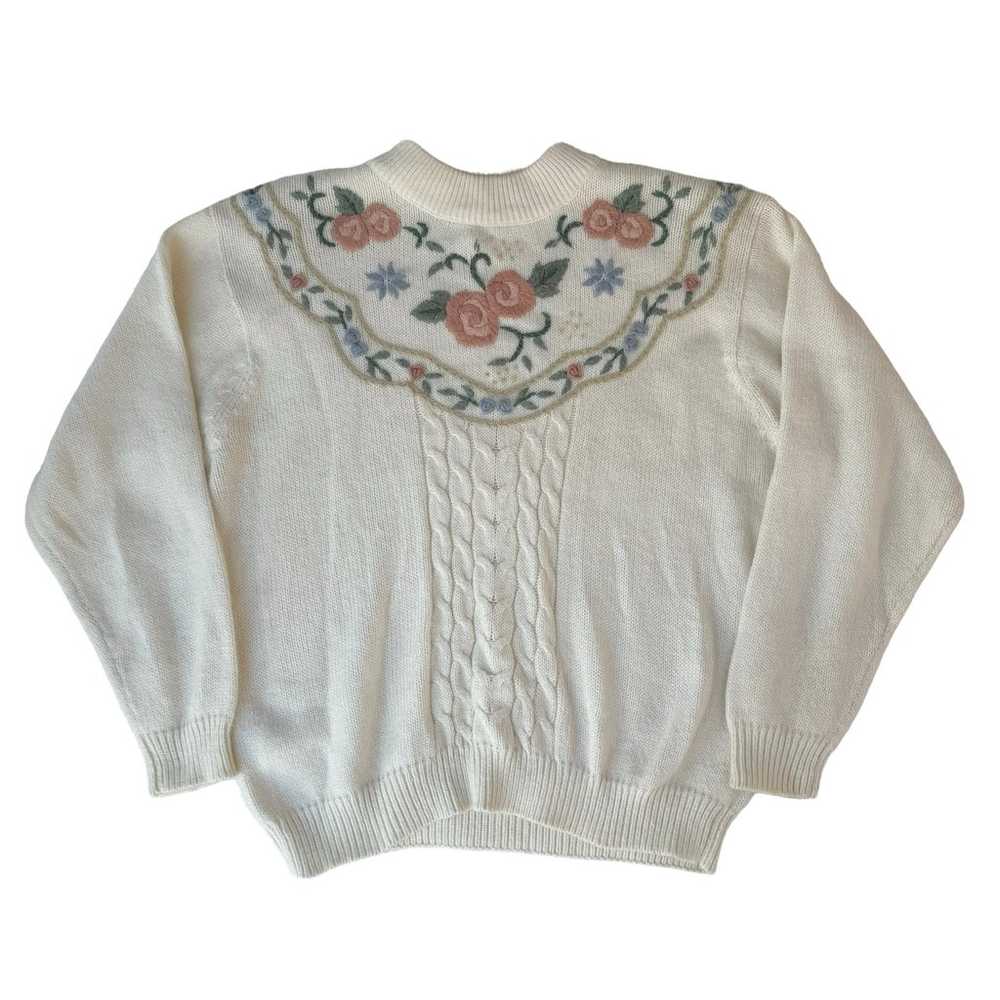 Vintage Alfred Dunner Floral Embroidered Cable Kn… - image 2