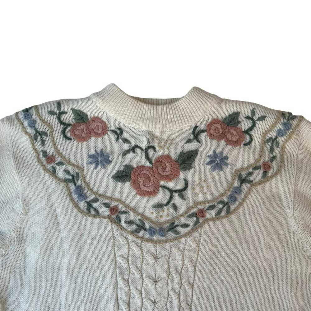 Vintage Alfred Dunner Floral Embroidered Cable Kn… - image 3