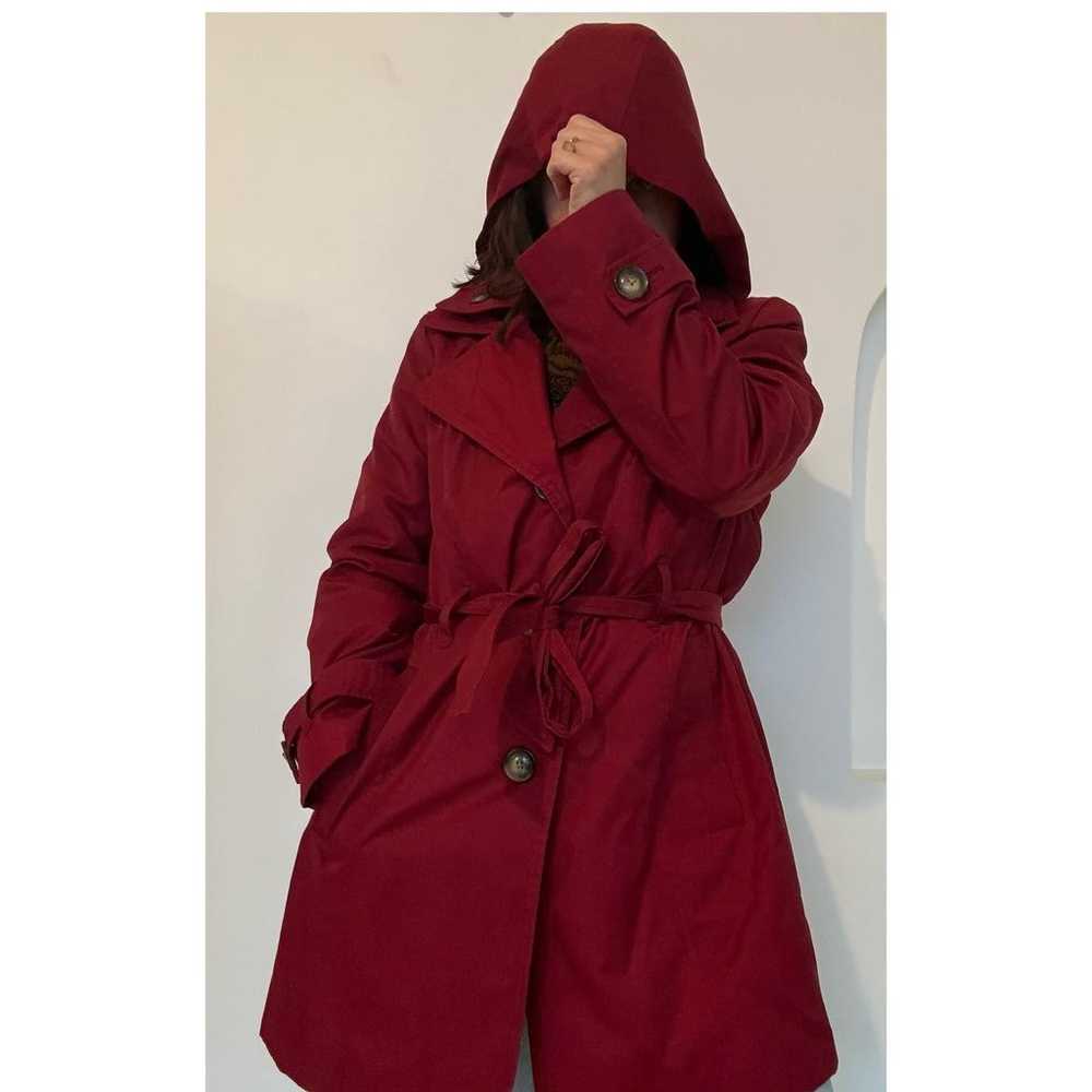 Vintage London Fog Hooded Belted Rain Coat in Red… - image 3