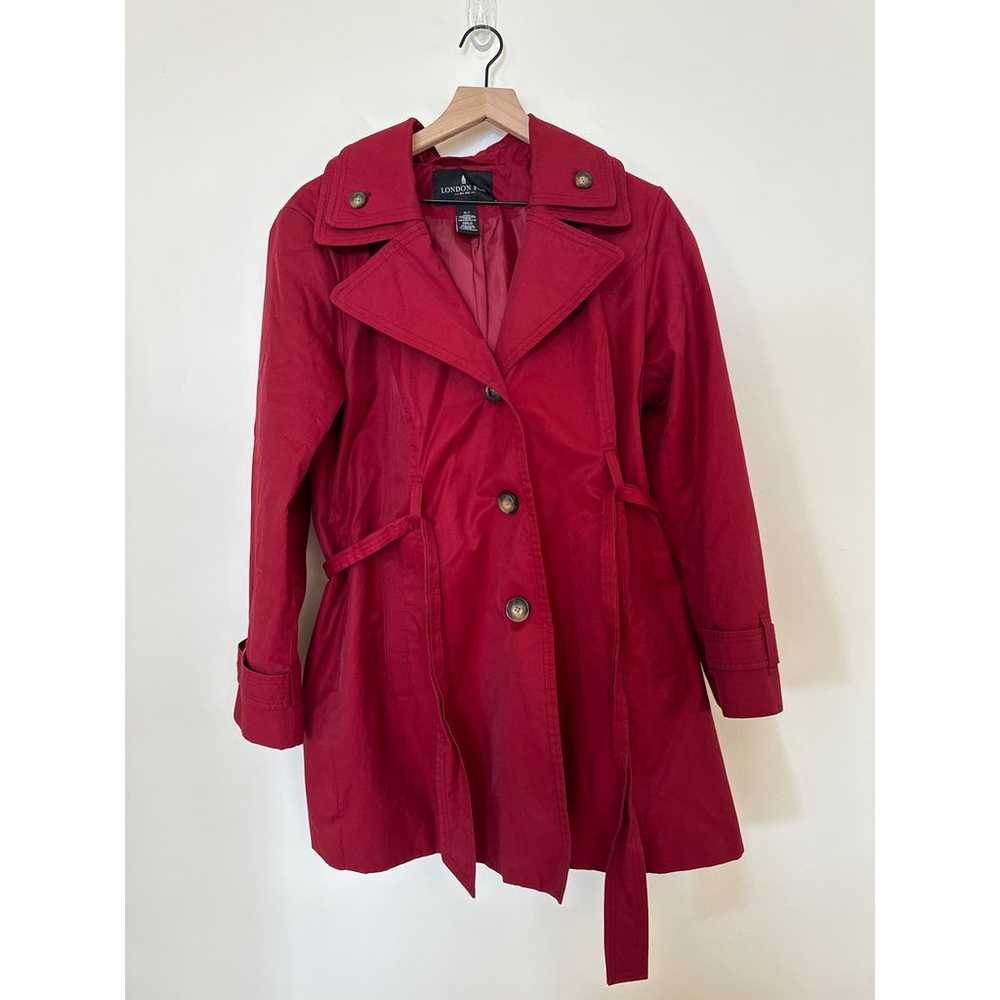 Vintage London Fog Hooded Belted Rain Coat in Red… - image 4