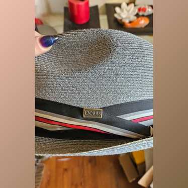 Vintage Dobbs grey straw Fedora hat