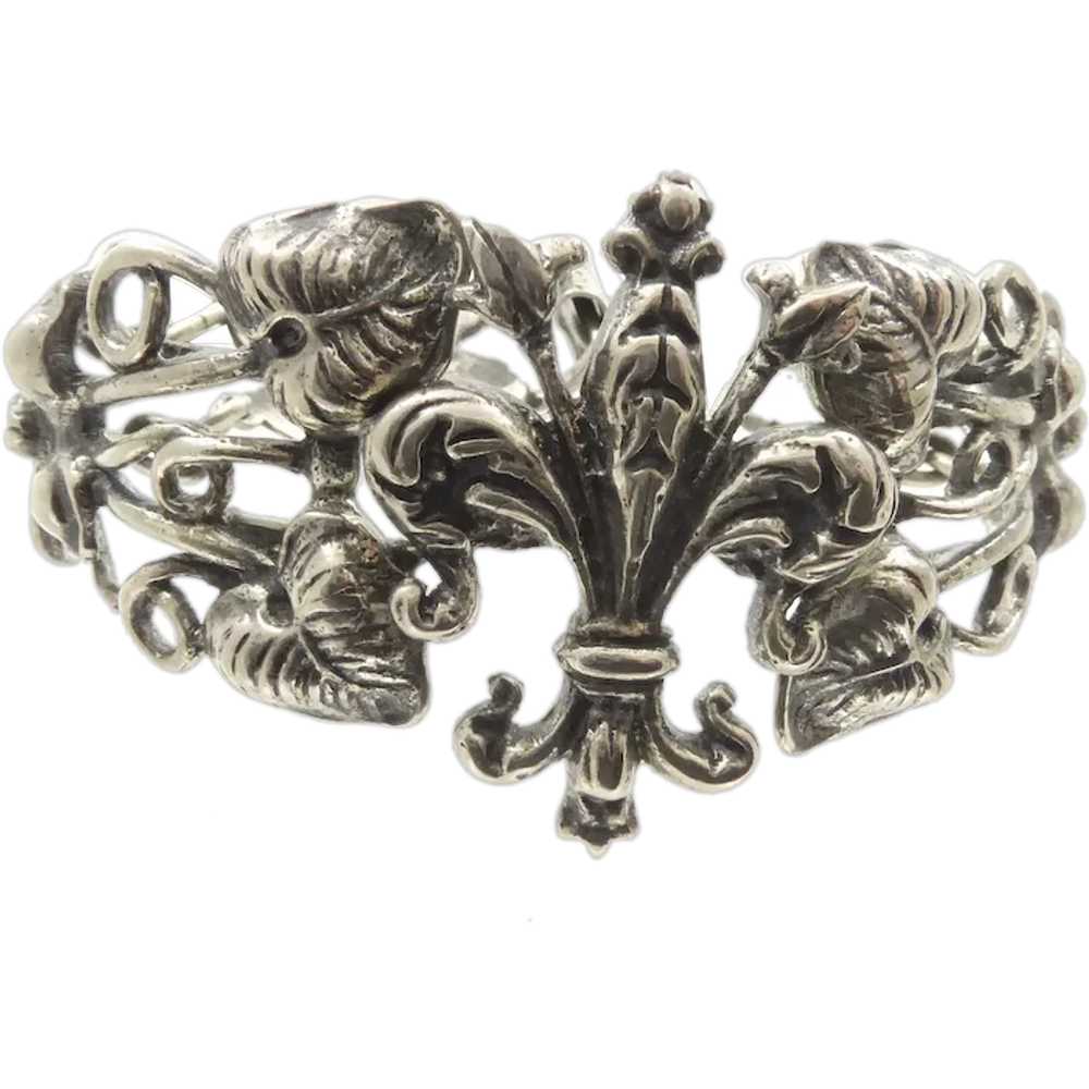 Peruzzi-style Fleur de Lis Silver Bracelet - image 1