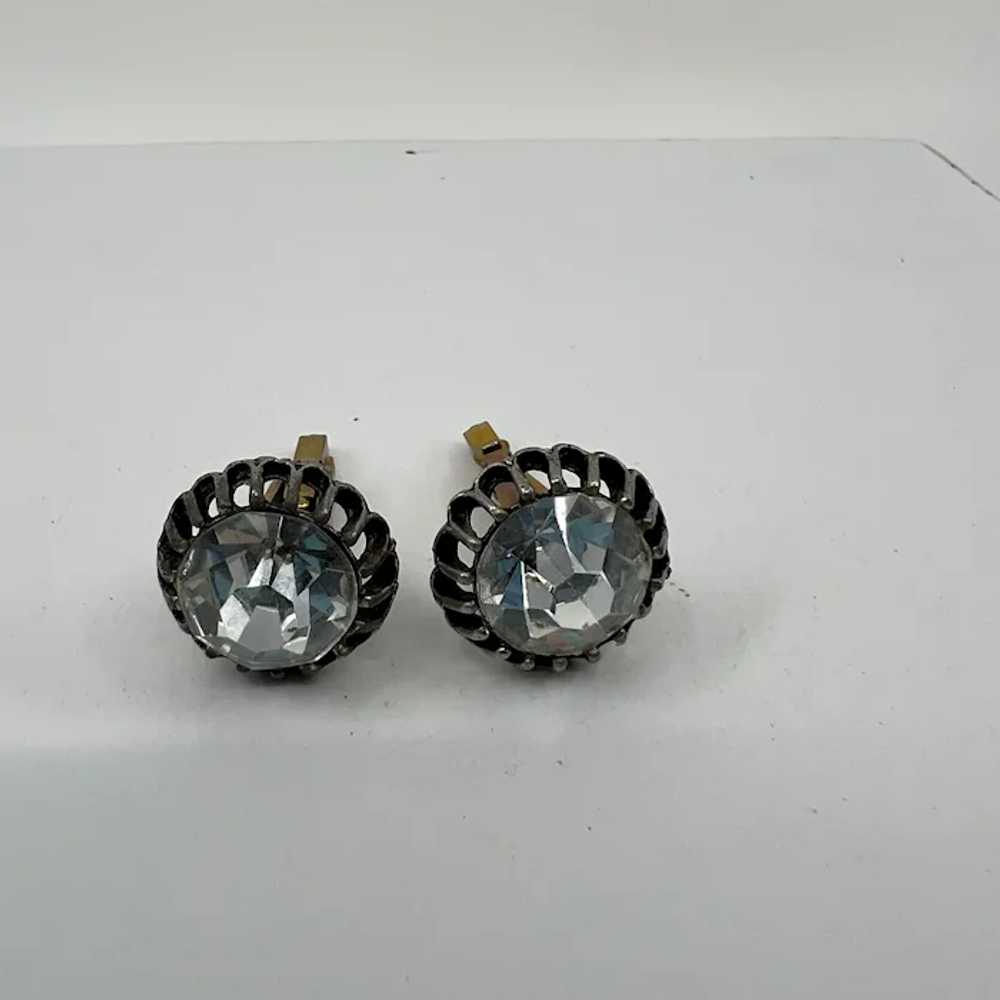 Vintage Large Faceted Faux Rhinestone Cufflinks - image 12