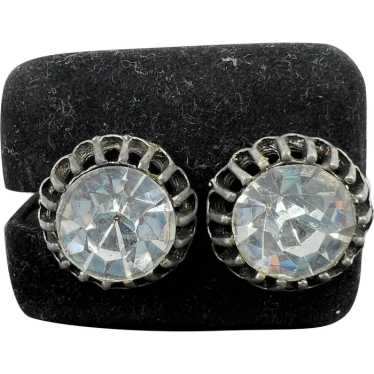 Vintage Large Faceted Faux Rhinestone Cufflinks