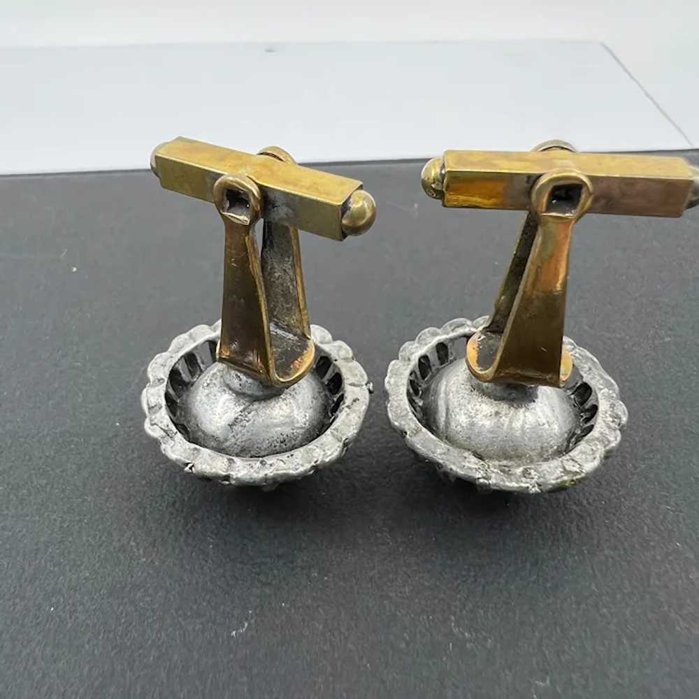 Vintage Large Faceted Faux Rhinestone Cufflinks - image 5