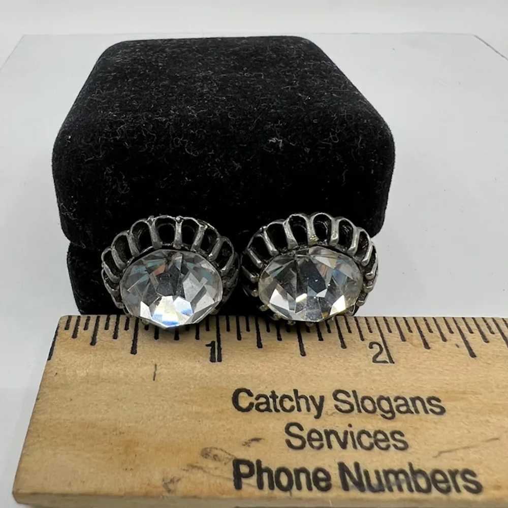 Vintage Large Faceted Faux Rhinestone Cufflinks - image 6