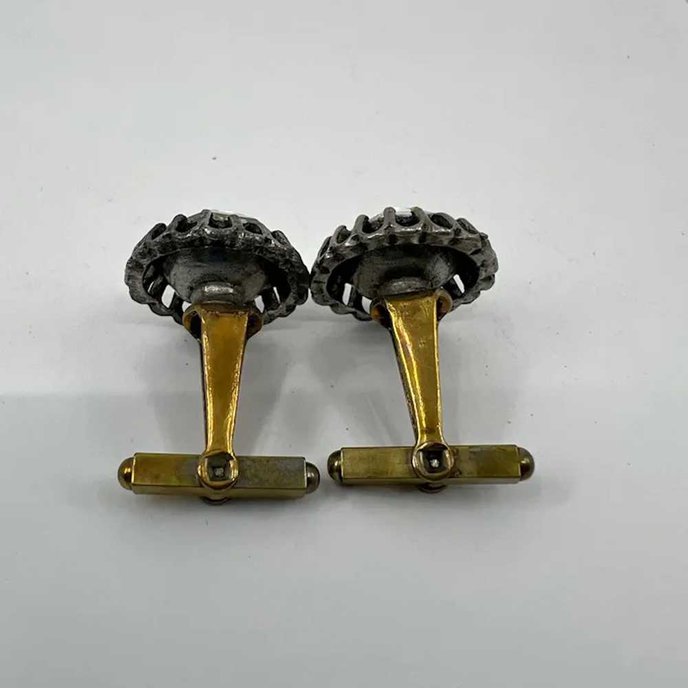 Vintage Large Faceted Faux Rhinestone Cufflinks - image 7