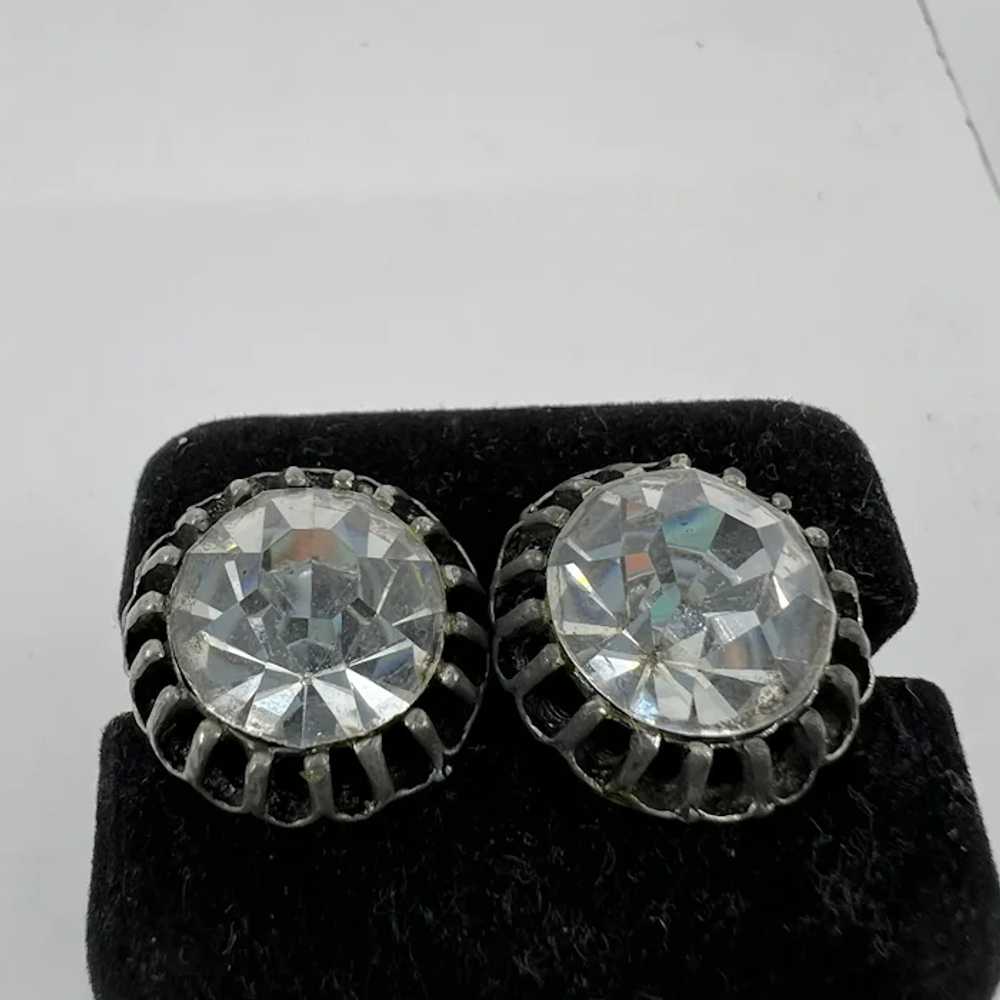 Vintage Large Faceted Faux Rhinestone Cufflinks - image 8