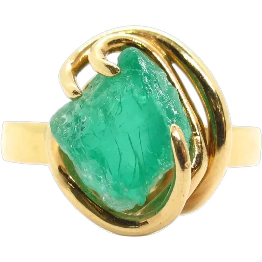 Natural Raw/ Rough Columbian Emerald Ring 4.54 ca… - image 1