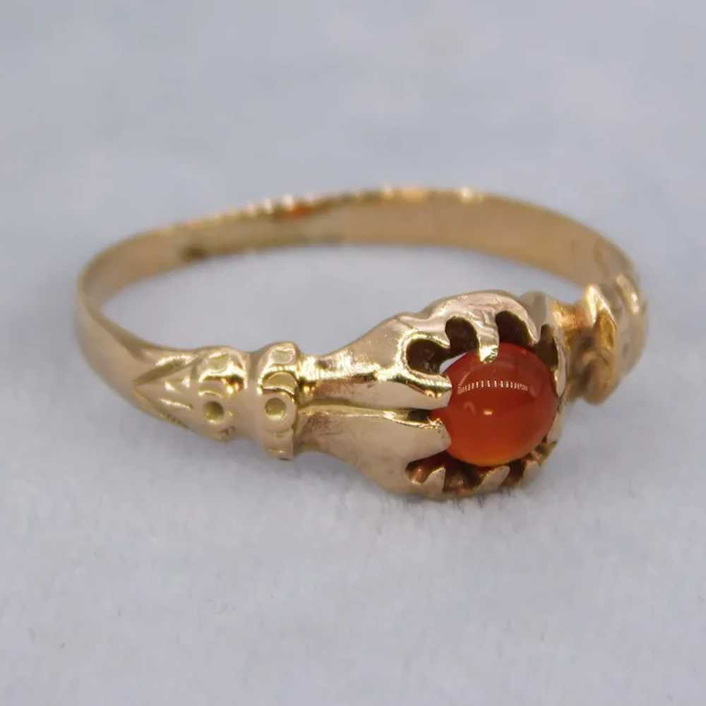 Antique 14K Yellow Gold Carnelian Cabochon Band R… - image 10