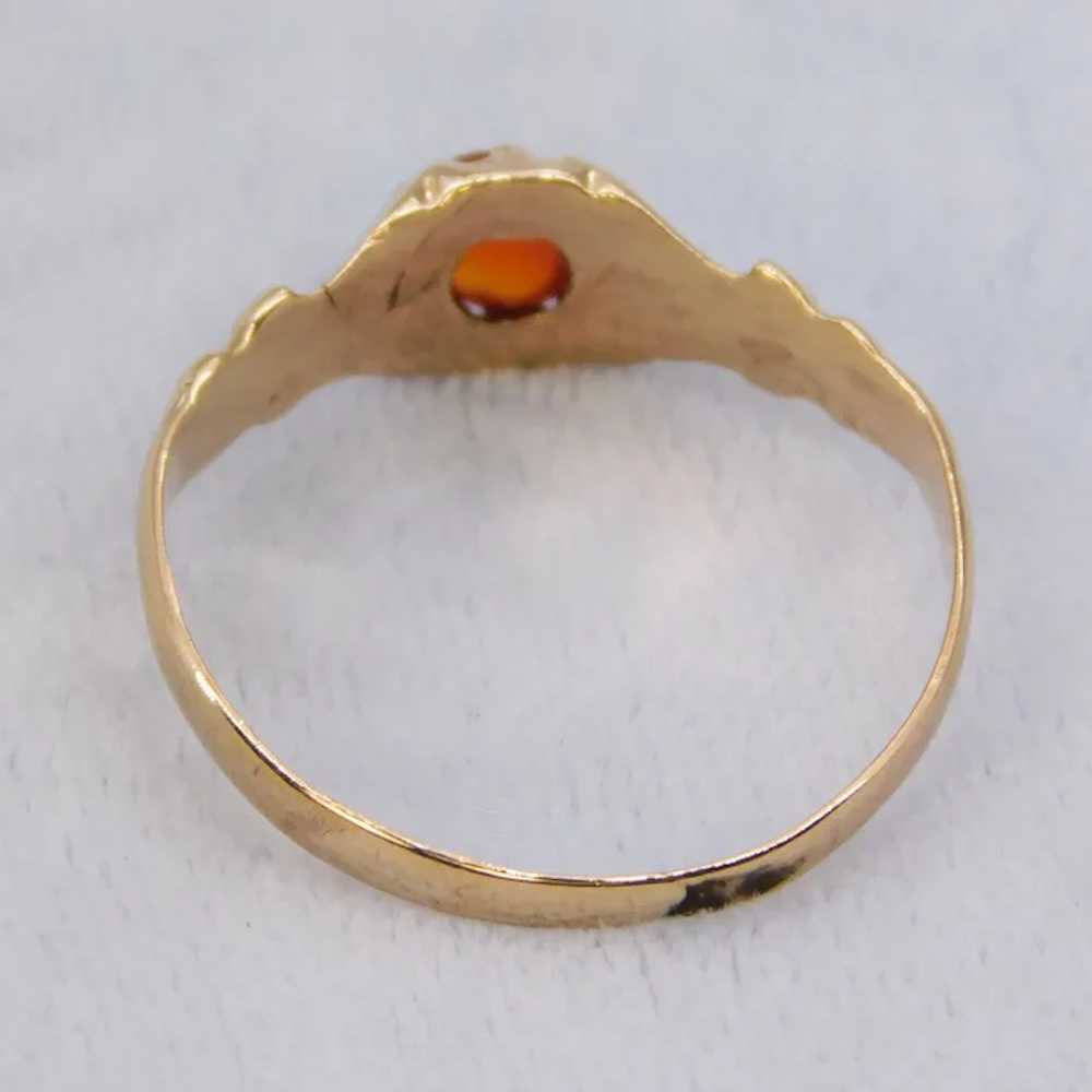Antique 14K Yellow Gold Carnelian Cabochon Band R… - image 11