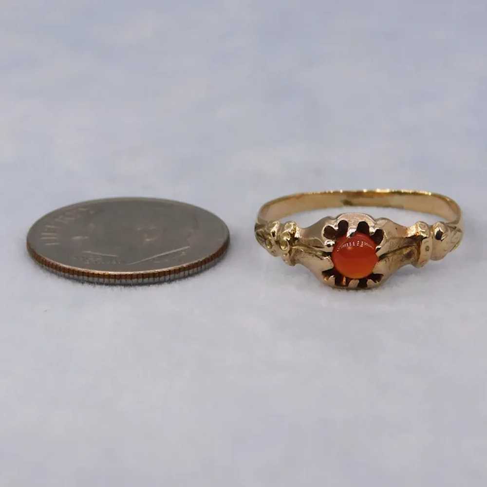 Antique 14K Yellow Gold Carnelian Cabochon Band R… - image 12