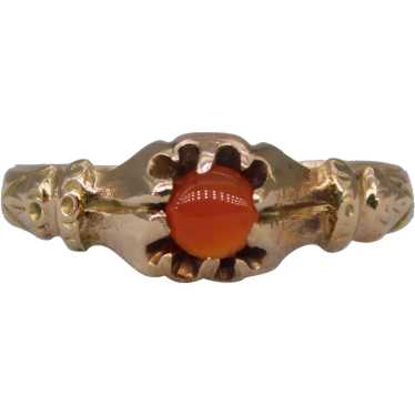 Antique 14K Yellow Gold Carnelian Cabochon Band R… - image 1