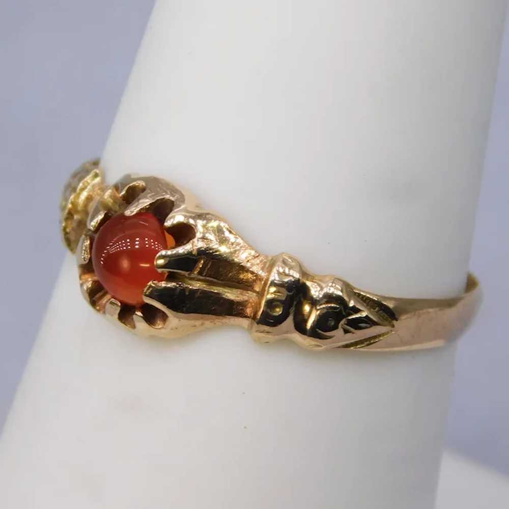 Antique 14K Yellow Gold Carnelian Cabochon Band R… - image 3