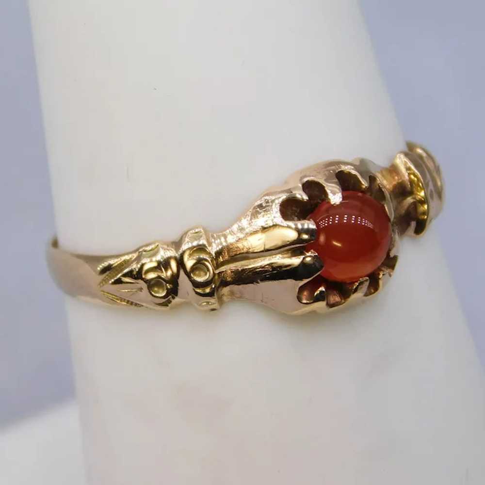 Antique 14K Yellow Gold Carnelian Cabochon Band R… - image 6