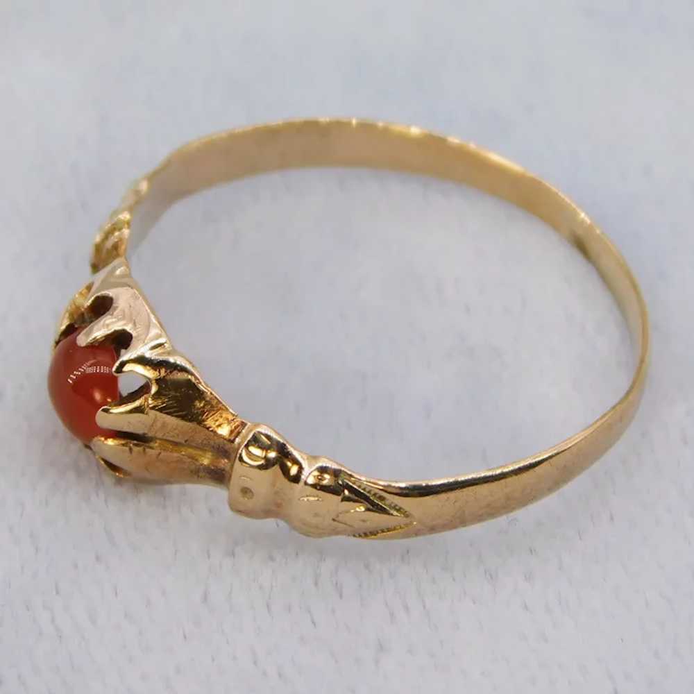 Antique 14K Yellow Gold Carnelian Cabochon Band R… - image 7