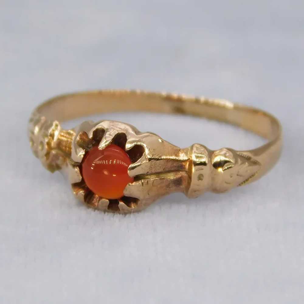 Antique 14K Yellow Gold Carnelian Cabochon Band R… - image 8